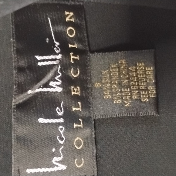 Nicole Miller Collection V Neck Elegant Black & Gold Abstract Floral Dress - Picture 5 of 16